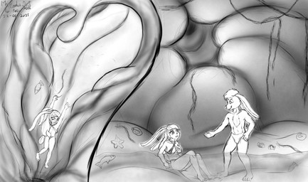 anatomically_inaccurate anthro bikini bodily_fluids chest_tuft clothing endosoma esophageal_sphincter falling female feral group inside_mouth inside_stomach internal liquid looking_at_another male oral_vore organs partially_submerged rabbit_ears safe_vore seashell seawater seaweed shell slipping soft_vore speedo stomach stomach_acid swimwear throat tongue trio tuft two-piece_swimsuit uvula vore minicookiewolf disney finding_nemo pixar asterozoan baleen_whale blue_whale cetacean echinoderm fish lagomorph mammal marine starfish whale hi_res monochrome