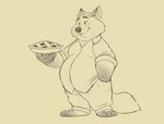 anthro belly bottomwear clothing dessert food humanoid_hands male overweight overweight_male pants pastry pie shirt simple_background solo topwear dj-rodney disney zootopia gideon_grey canid canine fox mammal red_fox true_fox 2017 hi_res