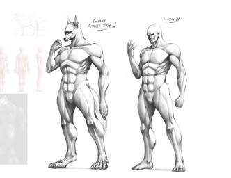 anthro comparing male muscular pose solo standing text mikelocesterlanders halo_(series) microsoft xbox_game_studios alien canid canine equid equine horse human mammal sangheili absurd_res hi_res monochrome reference_image