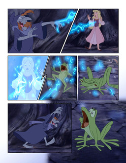 barefoot blonde_hair border brown_hair clothing clothing_loss danger dress duo feet female feral forced forced_transformation gesture hair hand_gesture hood human_to_feral long_hair long_nose magic magic_user on_model pointing pointing_at_another robe scarf species_transformation transformation transformation_through_magic white_border witch nippy13 disney the_black_cauldron eilonwy orgoch princess_eilonwy amphibian frog human mammal 3rd_party_watermark comic distracting_watermark hi_res watermark