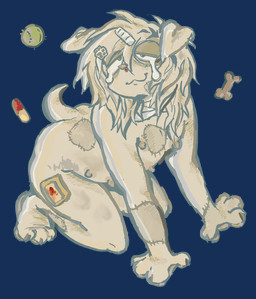 anthro belly_nipples blood bodily_fluids drugs fur kneeling medium_hair nosebleed short_tail slightly_chubby solo tail white_body white_fur wounded kibblecringe canid canine canis domestic_dog mammal alpha_channel hi_res