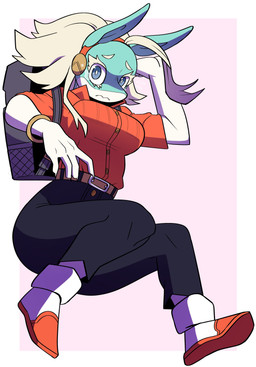 anthro backpack belt big_breasts black_bottomwear black_clothing black_pants blonde_hair blue_eyes bodily_fluids bottomwear bracelet breasts clothed clothing collared_shirt dress_shirt female footwear hair head_accessory jewelry pants red_dress_shirt shirt shoes solo tears topwear dawnbean my_hero_academia ippan_josei canid canine fox mammal 2023 absurd_res digital_media_(artwork) hi_res