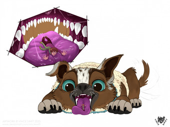 blue_eyes bodily_fluids brown_body brown_fur brown_hair cheek_tuft claws clothed clothing duo extreme_size_difference facial_tuft feral feral_pred fur fuzzy hair happy human_prey imminent_vore in_mouth inside_mouth internal lying male male/male mawplay micro mouth_play mouth_shot on_front on_tongue open_mouth pawpads saliva scarf short_hair simple_background size_difference smile sweater tail tail_motion tailwag teeth text tongue tongue_out topwear tuft uvula whiskers white_background willing_pred vinceswift dreamworks puss_in_boots_(franchise) perrito_(puss_in_boots) canid canine canis chihuahua domestic_dog human mammal toy_dog hi_res