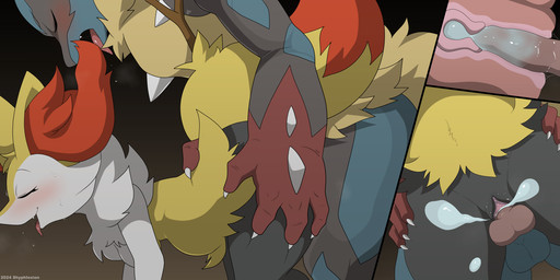 4_fingers animal_genitalia animal_penis anthro anthro_on_anthro anthro_penetrated anthro_penetrating anthro_penetrating_anthro arm_tuft balls biped black_body black_eyebrows black_fur black_markings blue_balls blue_body blue_fur blush bodily_fluids breasts breath canine_genitalia canine_penis cheek_tuft chest_spike chest_tuft claws cum cum_in_vagina cum_inside dipstick_tail duo erection eyebrows eyelashes eyes_closed facial_markings facial_tuft fangs female female_anthro female_penetrated finger_claws fingers fur genital_fluids genitals gloves_(marking) hand_on_another's_hip hand_on_hip hand_spike head_markings humanoid_genitalia humanoid_vulva inner_ear_fluff internal internal_vaginal knot knotted_penis leaking_cum looking_pleasured male male/female male_anthro male_penetrating male_penetrating_female markings mask_(marking) multicolored_body multicolored_fur multicolored_tail neck_tuft nude nude_anthro nude_female nude_male open_mouth orange_inner_ear_fluff orange_nose orange_tail orange_tail_tip penetration penile penile_penetration penis penis_in_vagina pink_penis red_body red_fur saliva saliva_string sex shoulder_tuft spikes spikes_(anatomy) stick sweat sweaty_face tail tail_markings tan_body tan_fur teeth text tongue tongue_out tuft vaginal vaginal_penetration vulva white_body white_claws white_fur yellow_body yellow_fur yellow_tail winick-lim nintendo pokemon braixen canid generation_6_pokemon mammal mega_evolution mega_lucario pokemon_(species) 2024 absurd_res artist_name digital_drawing_(artwork) digital_media_(artwork) hi_res