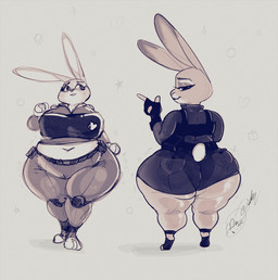 anthro belly big_belly big_breasts big_butt bodily_fluids bottomwear breasts butt clothed clothing curvy_figure female female_anthro fingerless_gloves gloves handwear huge_breasts huge_butt navel nervous nervous_smile nervous_sweat overweight overweight_anthro overweight_female police police_uniform shorts shortstack shortstack_female solo sweat thick_thighs tight_clothing uniform voluptuous voluptuous_anthro voluptuous_female wide_hipped_anthro wide_hipped_female wide_hips bigoldoinks disney zootopia judy_hopps european_rabbit lagomorph leporid mammal oryctolagus rabbit 2026 hi_res sketch