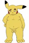 2015 anthro anthrofied balls belly digital_drawing_(artwork) digital_media_(artwork) fur generation_1_pokemon genitals hi_res looking_at_viewer male mammal moobs nintendo nude overweight overweight_anthro overweight_male penis pikachu pokemon pokemon_(species) pokemorph rodent simple_background solo squeakydweeb standing white_background yellow_body yellow_fur