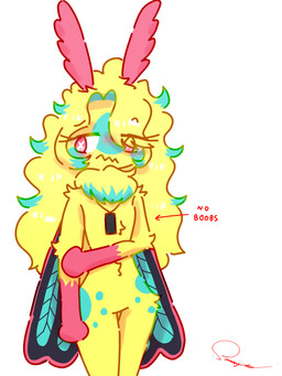 antennae_(anatomy) anthro blonde_hair blue_body blue_fur blue_hair_tips blue_wings blush eyebrows eyelashes facial_markings featureless_chest featureless_crotch featureless_hands female female_anthro fur gloves_(marking) hair head_markings insect_wings jewelry lepidopteran_wings looking_away markings multicolored_body multicolored_fur multicolored_hair multicolored_wings neck_tuft necklace noseless nude nude_anthro nude_female pink_eyes pink_wings simple_background solo standing text tuft two_tone_body two_tone_fur two_tone_hair white_background wing_markings wings yellow_body yellow_fur conditional_dnp xammyxx mothy_(xammyxx) arthropod insect lepidopteran moth 2026 3:4 digital_media_(artwork) english_description english_text hi_res ibispaint_(artwork) signature watermark