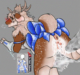 anthro antlers blush blush_lines blushing_profusely bodily_fluids bow_ribbon brown_body brown_fur butt cum cum_drip cum_in_vagina cum_inside cum_on_penis dripping duo ear_blush eyelashes faceless_character faceless_male female fluids_on_ground freckled_back freckled_butt freckled_hips freckled_legs freckled_thighs freckles fur genital_fluids genitals horn long_eyelashes male male/female penis scut_tail short_tail spot_freckles spots spotted_back spotted_butt spotted_hips spotted_legs spotted_thighs tail tan_body tan_fur vulva white_body white_fur white_spots zeryxis anon cervine deer fallow_deer mammal
