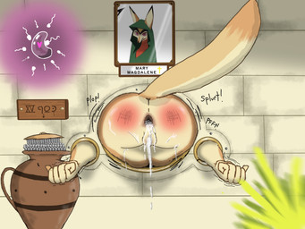 acceptance anthro anus bodily_fluids butt cum cum_drip cum_from_ass cum_from_vagina cum_in_ass cum_in_vagina cum_inside dripping female forced gaping gaping_anus genital_fluids glory_wall heart_symbol impregnation onomatopoeia ovum ovum_with_heart rape religion sex solo sound_effects sperm_cell text theanonyman1207 christianity judas_iscariot_(film) mary_magdalene canid canine fennec_fox fox mammal true_fox 4:3 hi_res