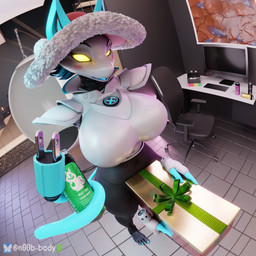 4_fingers 4_toes aluminum_can anthro bedroom_eyes big_breasts blue_body blue_tail blue_tongue box breasts chair claws clothed clothing container electricity electricity_manipulation electronics elemental_manipulation feet female finger_claws fingers floor forked_tail furniture gift gift_wrapped glowing glowing_eyes hat headgear headwear high-angle_view holding_object holidays inside keyboard looking_at_viewer machine monitor narrowed_eyes open_mouth painting partially_clothed poster seductive solo table tail tile toes tongue unusual_anatomy unusual_tail yellow_eyes n00b-body mayosplash_(modeler) deltarune new_year undertale_(series) tasque_manager humanoid robot robot_anthro robot_humanoid 1:1 absurd_res hi_res watermark gynomorph_(lore)