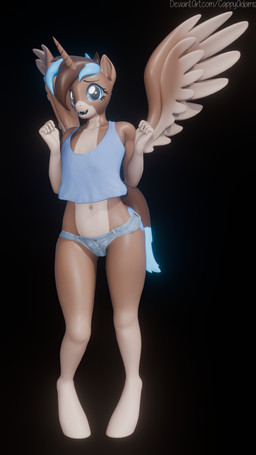 andromorph anthro anthrofied black_background blue_eyes blue_hair brown_hair hair intersex multicolored_hair short_hair simple_background solo wings cappyadams hasbro my_little_pony arnas_atakiyo_(cappyadams) fan_character equid equine mammal 3d_(artwork) 4k 9:16 absurd_res blender_(artwork) blender_cycles_(artwork) digital_media_(artwork) full-length_portrait hi_res portrait male_(lore)