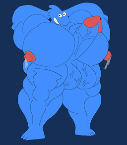 anthro balls big_breasts big_penis blue_body blue_skin bodily_fluids breasts genitals huge_male huge_penis lactating looking_at_viewer male_lactation moobs muscular muscular_anthro nipples penis vein veiny_balls veiny_penis crosscityla colossal_pictures nickelodeon nickelodeon_bumpers paramount_pictures ick_(nickelodeon) ambiguous_species mammal monster unknown_species absurd_res hi_res busty_boy_(lore)