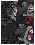 anthro black-rat canid canine canis comic female fur hi_res mammal muscular muscular_female open_mouth transformation wolf