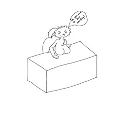 anthro big_breasts biped blush breast_rest breasts cheek_tuft chest_tuft curvy_figure dialogue dog_tail facial_tuft female fur fur_tuft head_tuft hoshihana hoshihana_draws katie_(hoshihana) leaning_on_object solo speech_bubble text tuft canid canine canis domestic_dog mammal 1:1 hi_res