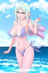 bikini clothing female legs_in_water looking_at_viewer partially_submerged purple_eyes sea solo submerged_legs swimwear two-piece_swimsuit water g_brigander55 nintendo splatoon animal_humanoid cephalopod cephalopod_humanoid humanoid inkling marine marine_humanoid mollusk mollusk_humanoid hi_res