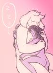 anthro big_breasts breasts butt cuddling duo eyes_closed female female/female fur gradient_background horn hug larger_female long_ears multi_arm multi_eye multi_limb nipples nude purple_body purple_skin simple_background size_difference sleeping smaller_female sound_effects white_body white_fur sinisk undertale undertale_(series) muffet toriel arachnid arthropod boss_monster_(undertale) bovid caprine mammal spider 2d_animation animated frame_by_frame short_playtime