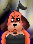 absurd_res angry anthro brawl_stars brown_ears bunny_costume canid canine canis clothing colonel_ruffs_(brawl_stars) costume domestic_dog fake_ears fake_rabbit_ears fur hi_res male mammal muscular muscular_male one_eye_obstructed orange_body orange_fur playboy_bunny playboy_outfit ruffs solo supercell_(company) ugly-rat15508