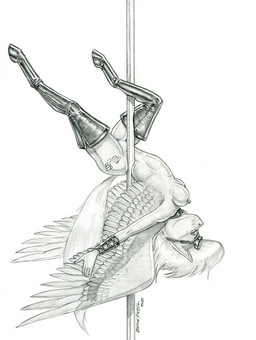 anthro breasts clothing collar dancing eyewear female genitals goggles hooves legwear nude pole pole_dancing solo thigh_highs unguligrade upside_down vulva wings baron_engel friendship_is_magic hasbro my_little_pony mythology fleetfoot_(mlp) wonderbolts_(mlp) equid equine mammal mythological_creature mythological_equine pegasus graphite_(artwork) greyscale hi_res monochrome traditional_media_(artwork)
