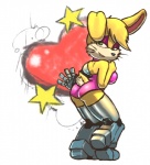 anthro big_breasts breasts brown_hair butt clothing cybernetics female green_eyes hair heart_symbol looking_at_viewer looking_back machine smile solo tight_clothing namelessenemy archie_comics sega sonic_the_hedgehog_(archie) sonic_the_hedgehog_(comics) sonic_the_hedgehog_(series) bunnie_rabbot cyborg lagomorph leporid mammal rabbit