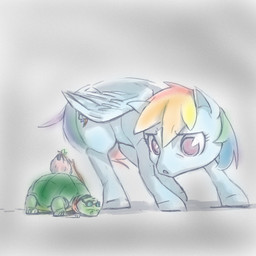 backpack blue_body blue_feathers blue_fur cutie_mark duo elderly eyewear feathered_wings feathers female feral fur glasses hair multicolored_hair multicolored_tail purple_eyes rainbow_hair rainbow_tail simple_background tail toony wings unknown_artist friendship_is_magic hasbro my_little_pony mythology rainbow_dash_(mlp) equid equine mammal mythological_creature mythological_equine pegasus reptile scalie turtle 1:1