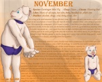 5:4 aloisyous_blue anthro biped calendar clothing collar domestic_pig english_text harem_boy hooves kneeling male mammal pose slightly_chubby solo story suid suina sus_(pig) text underwear