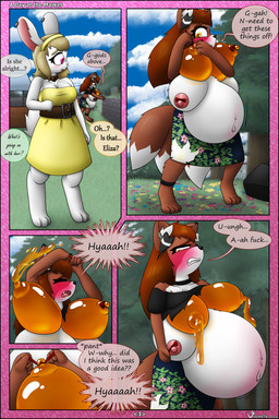 3_toes 4_breasts 4_nipples 5_toes anthro areola belly belly_expansion biped blush bodily_fluids bottomwear breast_expansion breasts clothed clothed_anthro clothed_female clothing countershade_face countershade_fur countershade_neck countershade_torso countershading dialogue digitigrade dipstick_tail dress duo excessive_lactation expansion eyes_closed feet female food fully_clothed fully_clothed_anthro fully_clothed_female fur hair honey_(food) hyper hyper_pregnancy inner_ear_fluff lactating lactating_honey looking_down_at_self markings motion_lines multi_breast multi_nipple nipple_bow nipples orange_body orange_fur page_number pink_eyes pregnant rapid_pregnancy red_hair skirt speech_bubble standing tail tail_markings text toes topless topless_female tuft unusual_bodily_fluids unusual_lactation white_body white_countershading white_fur white_inner_ear_fluff year yellow_eyes visorelle canid canine fox honey_creature mammal 2022 2:3 absurd_res artist_name colored comic english_text hi_res