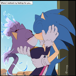 anthro blue_fire blush colored_fire duo eyes_closed female fire flaming_hair flaming_tail hair hand_on_head heart_symbol hero hug kissing male male/female ponytail princess pseudo_hair romantic romantic_couple royalty simple_background tail text steffybs sega sonic_the_hedgehog_(series) blaze_the_cat sonic_the_hedgehog domestic_cat eulipotyphlan felid feline felis hedgehog mammal 1:1 english_text hi_res