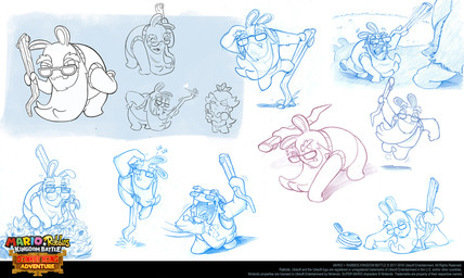 age_difference anthro arms_bent banana beard blue_eyes blue_hair blue_line_art blue_tongue bottomless bottomless_anthro bottomless_female bottomless_male buckteeth cane cellphone clicking_heels_together closed_frown clothed clothed_anthro clothed_female clothed_male clothing dialogue eating eating_food eating_fruit elderly_anthro elderly_male electronics eye_contact eyebrows facial_hair featureless_legs female fist floating_ears food frown fruit fur furrowed_eyebrows grass group hair hand_behind_back holding_banana holding_cane holding_cellphone holding_object holding_phone jumping larger_anthro leaning_on_cane long_beard long_ears long_hair looking_at_another looking_at_cellphone looking_at_object looking_at_phone machine male midair mitten_hands motion_lines mouth_closed narrowed_eyes no_pupils noseless older_anthro older_male phone plant pounding_chest red_line_art rock screen screen_face shielding_eyes simple_background sitting size_difference smaller_male squint standing teeth text thick_eyebrows title tongue topwear vest white_background white_beard white_body white_facial_hair white_fur year younger_female younger_male fabio_pochet donkey_kong_(series) mario_bros mario_plus_rabbids_kingdom_battle nintendo raving_rabbids rayman_(series) ubisoft beep-0 rabbid_cranky rabbid_kong rabbid_peach hybrid kong lagomorph mammal primate rabbid robot 2019 colored_line_art colored_pencil_(artwork) concept_art crossover digital_drawing_(artwork) digital_media_(artwork) english_description english_text hi_res multiple_images official_art shaded traditional_media_(artwork)