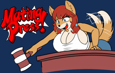 anthro big_breasts black_nose blue_bottomwear blue_clothing blue_eyes blue_jeans blue_pants bottomwear braided_hair breast_rest breasts brown_body brown_fur cleavage clothed clothed_anthro clothed_female clothing countershade_face countershade_torso countershading crop_top denim denim_bottomwear denim_clothing dialogue dipstick_tail dirty_talk exclamation_point female fur gavel_(object) gesture hair hand_gesture hand_on_table holding_gavel holding_object jeans markings open_mouth pants pointing pointing_at_another red_hair shirt simple_background smile solo speech_bubble stylized_text tail tail_markings tail_motion tailwag tank_top text tongue topwear transparent_background white_clothing white_crop_top white_topwear seiiartworks ace_attorney capcom wolf_nanaki canid canine canis mammal red_wolf wolf alpha_channel digital_media_(artwork) english_text hi_res