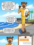 3:4 anthro anthrofied beach bottomwear cellphone clothed clothing comic electronics english_text flip_flops footwear fully_clothed fuze generation_7_pokemon hi_res holding_cellphone holding_object holding_phone male nintendo outside palm_tree phone plant pokemon pokemon_(species) pokemorph ricky_(fuze) rockruff sandals sea seaside shirt shoes shorts solo t-shirt text text_message topwear tree water