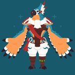 anthro beak black_beak clothed clothing male simple_background solo standing winged_arms wings naycelium breath_of_the_wild nintendo the_legend_of_zelda kass_(tloz) avian rito 1:1 hi_res