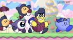 ambiguous_gender angry chasing clothing eyewear goggles group hat headgear headwear humor open_mouth parody running teeth umbrella what kirby_(series) lazytown nintendo we_are_number_one king_dedede kirby robbie_rotten sportacus waddling_head 16:9 digital_media_(artwork) widescreen