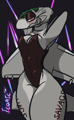 aircraft airplane anthro bedroom_eyes blush breasts clothed clothing female hands_behind_back inside jet leg_tattoo leotard looking_at_viewer machine narrowed_eyes presenting presenting_breasts seductive side_boob skimpy solo standing tattoo thick_thighs three-quarter_view vehicle wide_hips iconictm savage_(iconictm) aeromorph living_aircraft living_machine living_vehicle absurd_res hi_res
