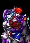 anthro big_breasts big_bulge biped breasts bronyman9000 bulge detailed_bulge female female_anthro gynomorph gynomorph_anthro inflatable inflatable_toy intersex intersex_anthro latex mable_the_skunk male male_anthro pool_toy ladyfoxheart sally_foxheart animate_inanimate bovid canid canine caprine demon fox goat living_inflatable mammal mephitid red_fox skunk true_fox absurd_res alpha_channel hi_res