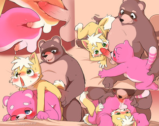69_position age_difference ahegao all_fours anal anal_penetration anthro anthro_on_anthro anthro_penetrated anthro_penetrating anthro_penetrating_anthro anus aroused balls balls_on_face bedding belly biped blush bodily_fluids brown_body brown_fur butt butt_grab collaborative collaborative_fellatio collaborative_oral collaborative_sex cross_section doggystyle double_fingering dripping erection fellating_while_rimmed fellatio fingering foreskin from_behind_position fucked_silly fur genital_fluids genitals grabbing_sheets group group_sex hair half-closed_eyes hand_on_butt happy happy_sex head_down_ass_up head_tuft internal interspecies kneeling larger_male legs_up licking looking_at_another looking_at_partner looking_down looking_pleasured lucky_pierre lying male male/male male_penetrated male_penetrating male_penetrating_male motion_lines narrowed_eyes nude older_male on_back one_eye_closed open_mouth oral oral_sandwich overweight penetration penile penile_penetration penis penis_in_ass penis_lick pink_body pink_fur precum precum_drip retracted_foreskin rimming saliva saliva_drip saliva_on_anus saliva_on_face saliva_on_penis saliva_on_tongue saliva_string sex simple_background sitting size_difference smaller_male smaller_penetrated smile spread_butt spread_legs spreading sweat tan_body tan_fur teary_eyes text threesome thrusting tongue tongue_out train_position trio tuft wavy_mouth wide_eyed young young_anthro young_male young_on_young younger_male younger_penetrated manmosu_marimo wanpaku ailurid bear canid canine canis domestic_dog mammal pomeranian raccoon_dog spitz tanuki absurd_res english_text hi_res
