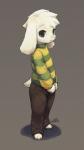 anthro barefoot biped clothed clothing feet fur grey_background grey_eyes looking_at_viewer male simple_background solo standing white_body white_fur young young_anthro arcticneu undertale undertale_(series) asriel_dreemurr boss_monster_(undertale) bovid caprine mammal 2016 hi_res