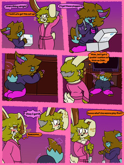 blue_body blue_fur brown_body brown_fur butt clothed clothing dialogue distracted fully_clothed fur leggings legwear looking_at_butt raised_tail robe tail tail_motion text yellow_body yellow_fur young chibitay biscuit_(chibitay) muffin_(chibitay) domestic_cat felid feline felis hybrid lagomorph leporid mammal rabbit translop translynx 3:4 absurd_res comic english_text hi_res adult_(lore) father_(lore) father_and_child_(lore) father_and_son_(lore) incest_(lore) parent_(lore) parent_and_child_(lore) parent_and_son_(lore) son_(lore)