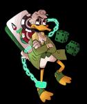 ace_of_hearts anthro beak card clothed clothing crossed_arms d6 dice feet male membrane_(anatomy) playing_card poker_chip simple_background toes transparent_background webbed_feet yellow_beak doritofalls disney ducktales ducktales_(2017) gladstone_gander anatid anseriform avian bird duck alpha_channel