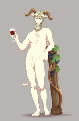 alcohol anthro antlers arm_support balls bedroom_eyes beverage blue_eyes casual_nudity container cup drinking_glass flaccid food foreskin front_view fruit genitals glass glass_container glass_cup grape horn humanoid_genitalia humanoid_penis leaning leaning_on_elbow leaning_on_object looking_at_viewer male narrowed_eyes navel neck_tuft nude nude_anthro nude_male penis plant seductive smile smiling_at_viewer tuft unretracted_foreskin wine wine_glass tommysamash beastars european_mythology greek_mythology mythology dionysus_(deity) pina_(beastars) bovid caprine dall_sheep mammal sheep absurd_res hi_res