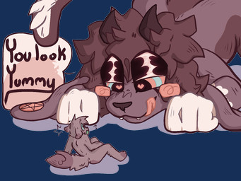 anthro blush duo fangs horn male male/male size_difference teeth tongue vore kalayeer phantom_(kalayeer) domestic_ferret felid lagomorph leporid mammal mustelid musteline rabbit true_musteline weasel 4:3 alpha_channel hi_res