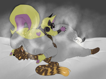anthro big_bulge big_butt bodily_fluids body_worship bottomwear bulge bulge_lick bulge_worship butt butt_worship cheek_tuft clothing duo facesitting facial_tuft genital_fluids huge_bulge huge_butt hyper hyper_bulge hyper_butt leaking_precum licking machine male male/male musk pants precum sitting sitting_on_another sweat sweatpants sweaty_butt tongue tuft heavnsprincess keecheetah sockstepprotogen protogen hi_res