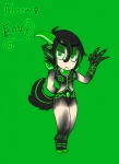 anthro black_hair breasts envy female female_symbol gender_symbol green_background green_eyes hair horn simple_background solo symbol tail young young_anthro young_female vonderdevil seven_deadly_sins canid canine canis demon domestic_dog mammal satyr 2012 green_theme