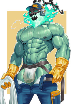 abs belt biceps bone bulge clothing gloves green_body handwear hat headgear headwear jockstrap latex latex_clothing latex_gloves latex_handwear male muscular muscular_male nipples not_furry pecs removed_clothing skull skull_head solo standing underwear wet redd_fur league_of_legends riot_games tencent thresh absurd_res digital_drawing_(artwork) digital_media_(artwork) hi_res