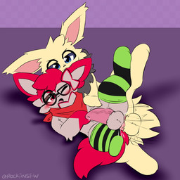 anal anal_penetration balls bite blue_eyes blush bodily_fluids bow_tie clothing cum cum_in_ass cum_inside digitigrade duo ear_bite erection eyewear feet feral fur genital_fluids genitals glasses grey_body grey_fur hankerchief holding_body knot knotted_penis legwear looking_at_viewer male male/male one_eye_closed open_mouth paws penetration penis precum raised_paw red_body red_eyes red_fur shadow simple_background tan_body tan_fur thigh_highs yellow_body yellow_fur rockii nintendo pokemon ashton_jolteon cherrysylveon_(recon) eeveelution generation_1_pokemon generation_6_pokemon jolteon pokemon_(species) sylveon 1:1 hi_res