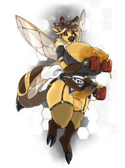 4_arms antennae_(anatomy) anthro areola arthropod_abdomen balls big_breasts big_penis bodily_fluids breasts brown_hair clothed clothed_anthro clothed_gynomorph clothed_intersex clothing container cum cup erection eyebrows eyelashes flavored_cum food genital_fluids genitals gynomorph gynomorph_anthro hair holding_container holding_cup holding_object honey_(food) honey_cum huge_breasts humanoid_genitalia humanoid_penis insect_wings intersex intersex_anthro lactating looking_at_viewer maid_uniform multi_arm multi_limb nipples non-mammal_balls non-mammal_breasts non-mammal_nipples penis short_hair solo thick_thighs uniform unusual_bodily_fluids unusual_cum unusual_genital_fluids vein veiny_penis wings rohan_scribe linda_(jaegersnake) arthropod bee hymenopteran insect 2023 digital_media_(artwork) hi_res