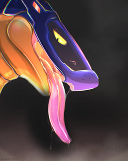 ambiguous_gender bodily_fluids long_tongue looking_at_viewer male open_mouth open_smile saliva side_view smile solo tongue tongue_out webberthederg synth_(vader-san) hi_res