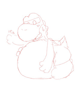 3_fingers ambiguous_feral ambiguous_gender belly belly_on_ground big_belly big_nose biped bloated bodily_fluids breath clothing cloud_emanata ellipsis emanata feral fingers footwear half-closed_eyes hand_on_own_belly head_spikes huge_belly hyper hyper_belly looking_at_belly looking_at_own_belly looking_at_self looking_down looking_down_at_belly looking_down_at_self monotone_background narrowed_eyes open_mouth resting_on_belly round_nose semi-anthro shoes simple_background solo spikes spikes_(anatomy) sweat sweatdrop tail tapering_tail text white_background sabamiso_(sabamasasix) mario_bros nintendo dinosaur prehistoric_species reptile scalie yoshi 2019 digital_drawing_(artwork) digital_media_(artwork) guide_lines hi_res japanese_description japanese_text monochrome red_and_white sketch translation_request