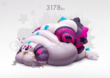 3_toes 4_horns accessory anthro arm_warmers armwear back_rolls belly big_belly big_breasts big_butt big_tail black_star blue_spikes breasts butt clothing countershading ear_piercing eyelashes fat_arms feet female female_anthro flabby_arms floppy_ears front_view furgonomic_piercing furgonomics grey_body grey_countershading horn huge_belly huge_breasts huge_thighs humming hyper hyper_belly immobile imperial_unit jewelry leg_warmers legwear long_eyelashes morbidly_obese morbidly_obese_anthro morbidly_obese_female multi_horn musical_note musical_symbol necklace obese obese_anthro obese_female overweight overweight_anthro overweight_female piercing pink_clothing pink_horn pink_legwear pink_star purple_armwear purple_clothing ring ring_piercing solo spread_legs spreading star stated_weight striped_horn stripes symbol tail tail_accessory tail_clothing tail_jewelry tail_piercing tail_ring tail_ring_(piercing) tail_warmer text text_on_clothing thick_tail thick_thighs three-quarter_view toes white_body miluinaoxie mythology dragon mythological_creature mythological_scalie scalie 2023 digital_media_(artwork) digital_painting_(artwork) full-length_portrait hi_res painting_(artwork) portrait