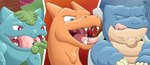 ambiguous_gender ambiguous_pred ambiguous_prey bodily_fluids female female_prey human_prey imminent_oral_vore imminent_vore macro male male_prey neck_bulge on_tongue oral_vore pokemon_pred saliva saliva_on_tongue starter_trio tongue tongue_out uvula vore suddendraft nintendo pokemon pokemon_trainer blastoise charizard generation_1_pokemon human mammal pokemon_(species) venusaur 2017 7:3 hi_res multiple_images