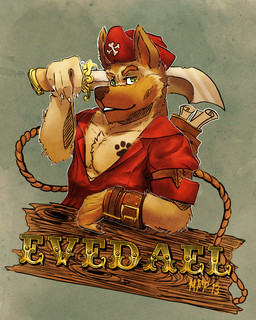 anthro brown_body brown_fur brown_nose cheek_tuft clothed clothing facial_tuft fur green_eyes hat headgear headwear holding_melee_weapon holding_object holding_sword holding_weapon looking_at_viewer male male_anthro melee_weapon red_clothing red_hat red_headwear red_topwear rope solo sword tan_body tan_fur topwear tuft weapon chumbasket evedael_(character) canid canine mammal 2013 4:5 absurd_res dated hi_res